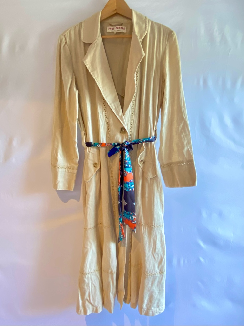 Free People Rory Linen-Blend Duster Trench Dress, size XS